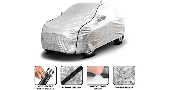 Soft Cotton Lining Waterproof Car Body Cover for Maruti Baleno with Mirror and Antenna Pocket With Triple Stitched