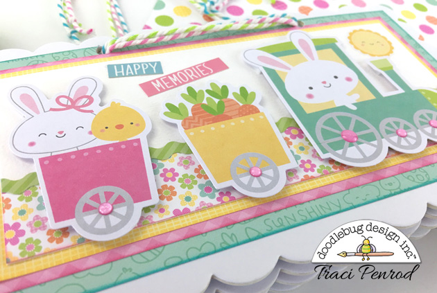 Easter Express Scrapbook Album with a train, flowers, bunny rabbits, & chicks