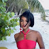 @janellemonae enjoyed the beach wearing a $358 Halter One Piece Swimsuit.