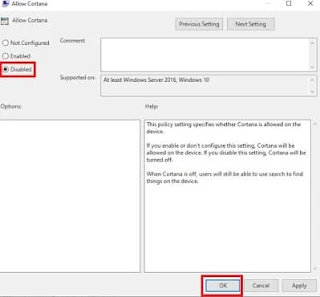 How to turn off Cortana Permanently in Group Policy Editor