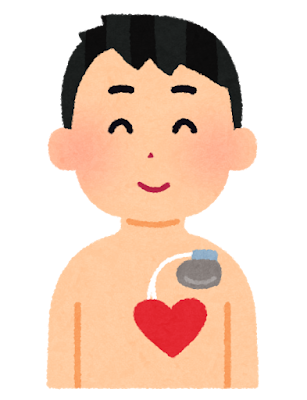 ペースメーカーを付けた若い人のイラスト
