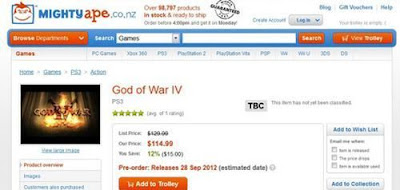 God of War IV was released September 2012?