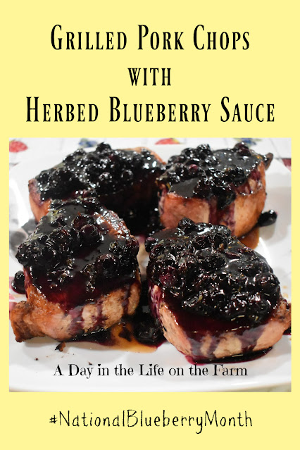 Grilled Pork Chops with Herbed Blueberry Sauce