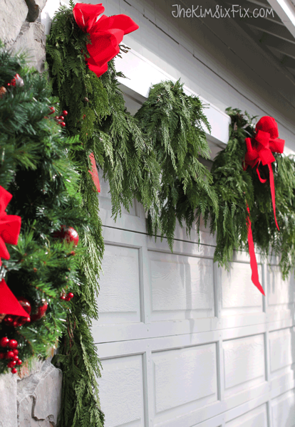 Cedar garland on garage