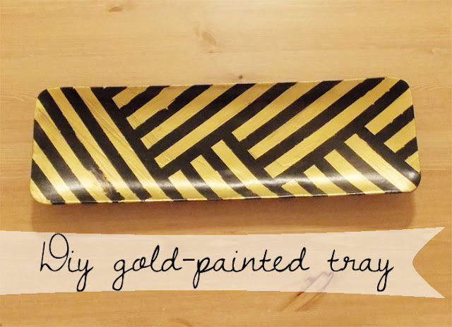 DIY Gold Painted Herringbone Tray 