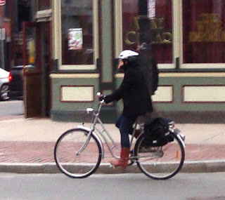 lady biking in boots Boston