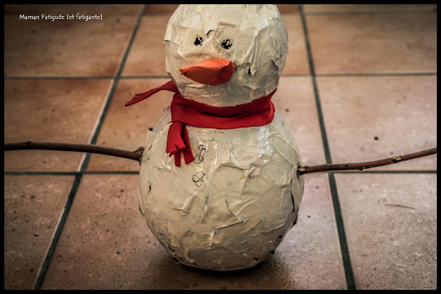 bonhomme neige papier maché