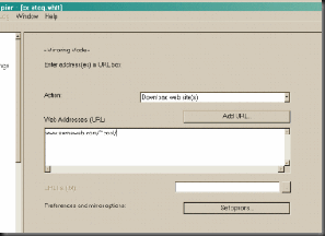 menambah alamat URL untuk HTTrack