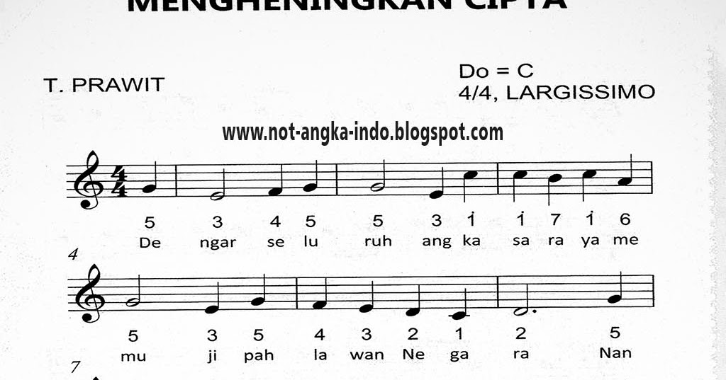 Not Angka Lagu Mengheningkan Cipta - Not Angka Lagu Indonesia