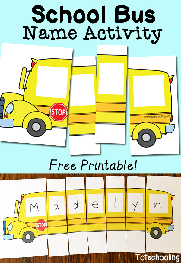 School Bus Name Activity with Free Printable 