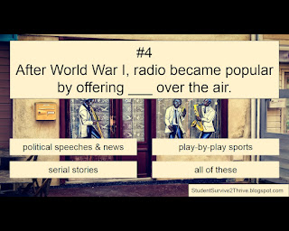 After World War I, radio became popular by offering ___ over the air. Answer choices include: political speeches & news, play-by-play sports, serial stories, all of these