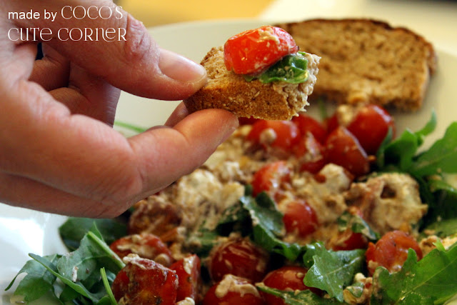 Backed Tomatoes with Goatcheese and Arugula