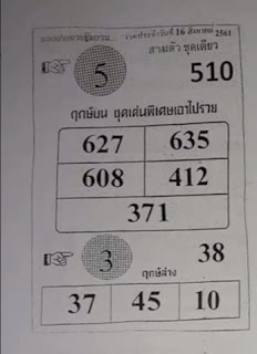 Thai Lottery 2nd Paper Full Set For 16-09-2018