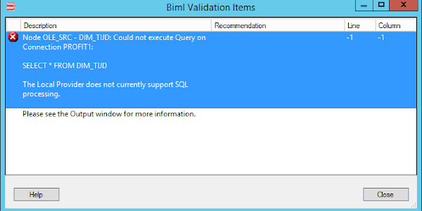 Using SAS as a source in BIML