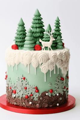 pretty tree theme Best 50+ Christmas Cakes to Lust After for Your Festive Party Ideas, Buttercream Frosting Holiday Homemade Cake Inspo to DIY. Dessert Ideas for Events