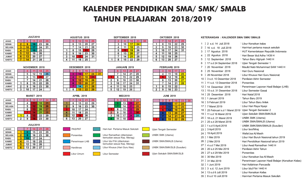 Kalender Pendidikan Yogyakarta (DIY) 2018/2019