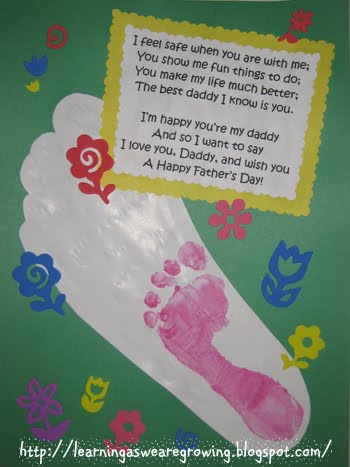 Fathers  Craft Ideas on Learning As We Grow  Fathers Day Foot Print With Poem Craft   Easy For
