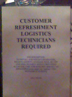 Sign reading customer refreshment logistics technicians required