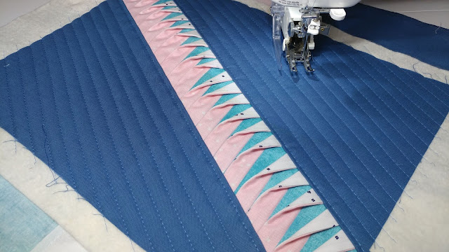 Straight line quilting on my Louvered mini quilt