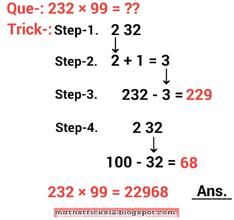 232 multiply 99 fast shortcut trick