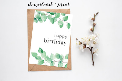Downloadable birthday leaf card from Etsy