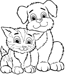 Cute Dog And Cat Coloring Pages