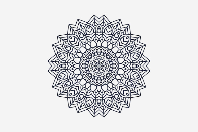 Mandala Vector Black and White Line Art free download