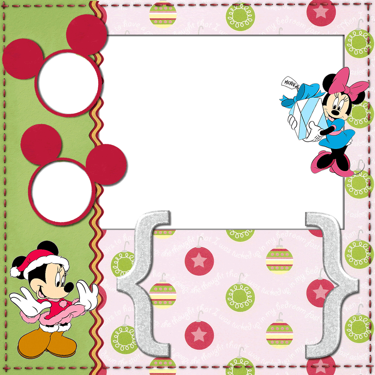 Mickey and Minnie Christmas Free Printable Photo Frames, Cards or Invitations. 