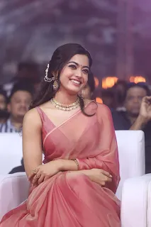 Rashmika Dazzles in Pink Saree at Pushpa 2 Wildfire Event