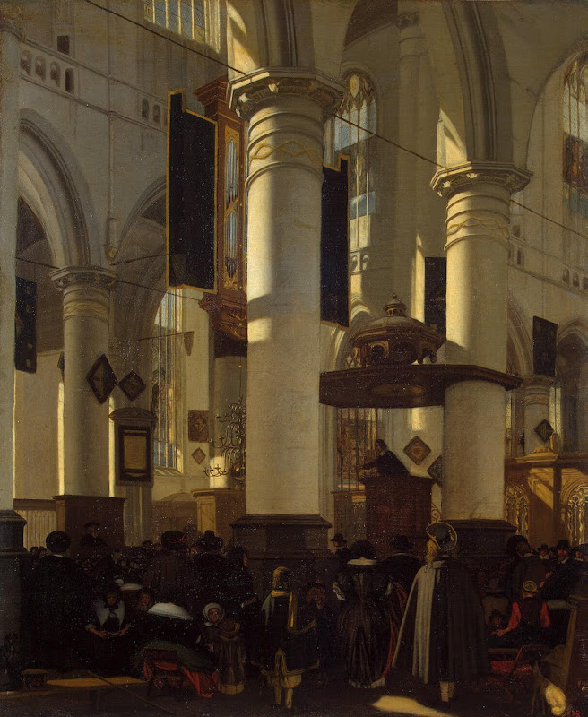 Interior of a Church by Emmanuel de Witte - Interiors, Architecture Paintings from Hermitage Museum
