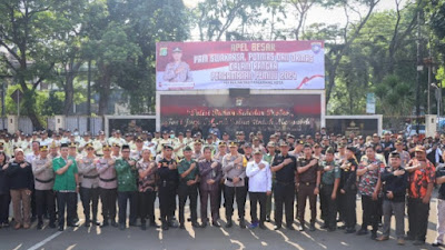 Jaga Pemilu Damai 2024, Polisi Gelar Apel Bersama Pam Swakarsa, Ormas dan Potmas