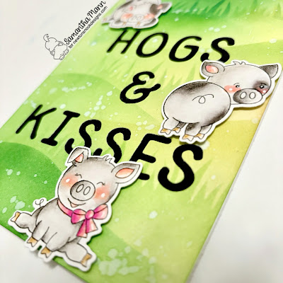 Hogs & Kisses Card by Samantha Mann for Newton's Nook Designs, Die Cutting, Distress Inks, Ink Blending, Pigs, Stencil, Card Making, Cards, Handmade cards, #newtonsnook #newtonsnookdesigns #distressinks #inkblending #diecuts #pigs #cardmaking