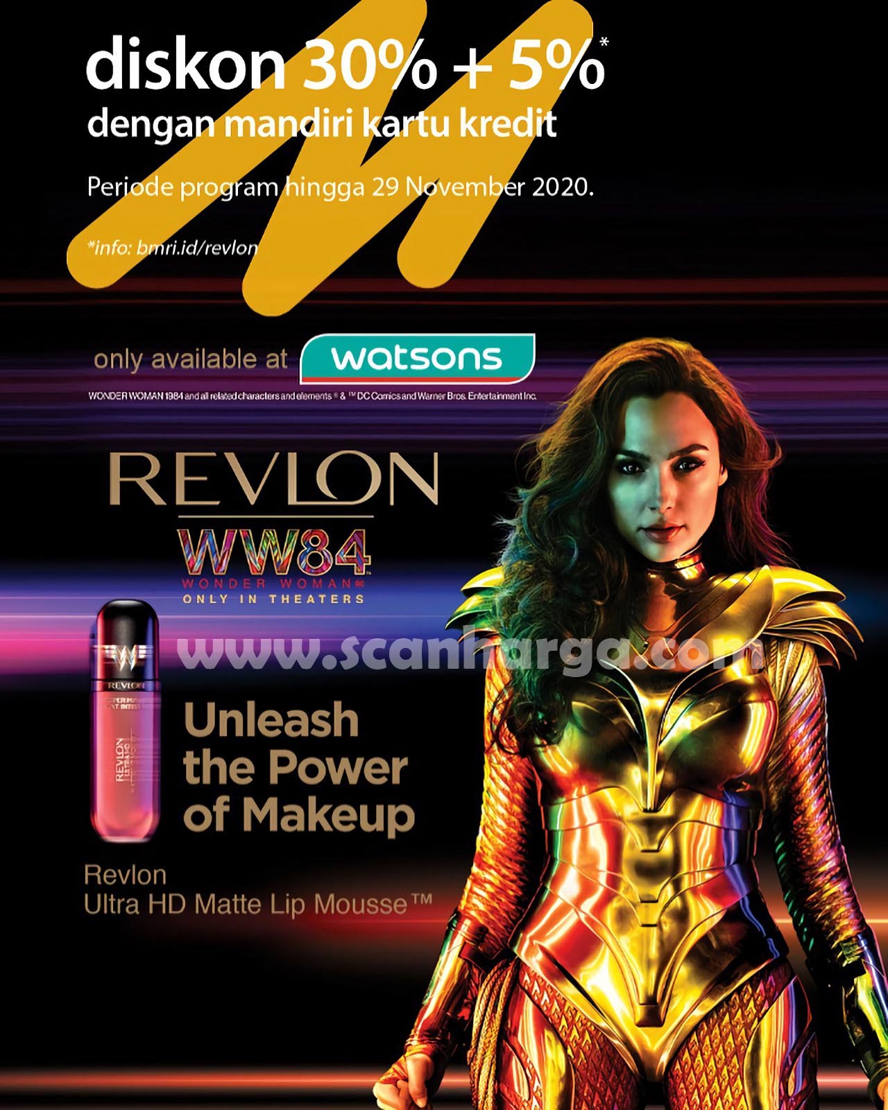 Watsons Promo Revlon X WW84 Wonder Woman Diskon 30% + 5 % dengan Kartu Kredit Mandiri