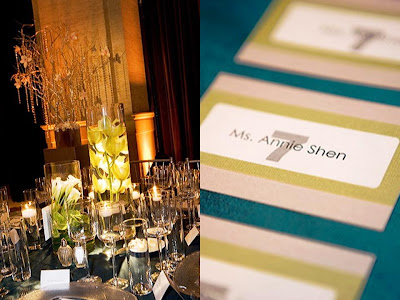 Bright Chartreuse accents made their appearance in the centerpieces and the