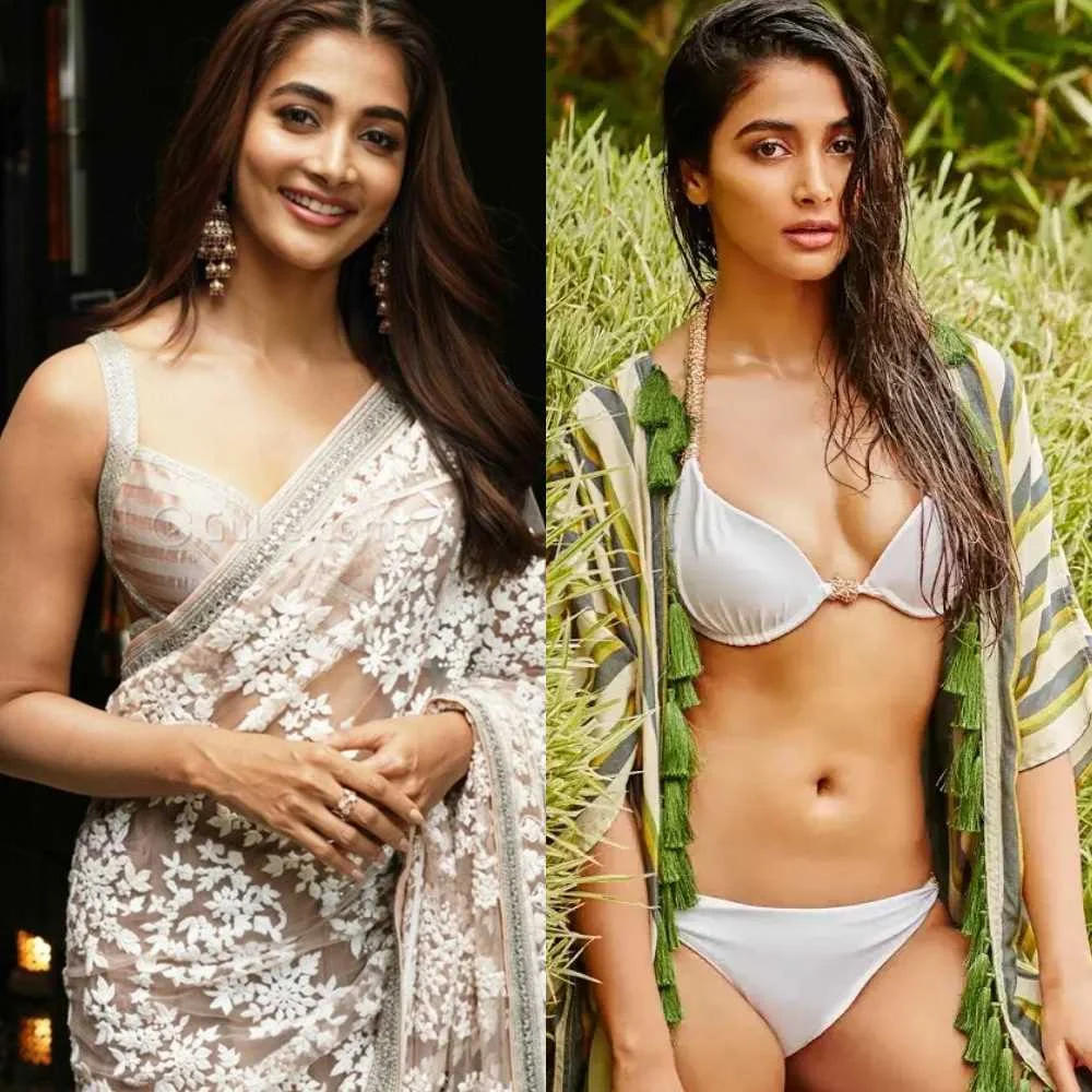 Pooja Hegde saree vs bikini hot actress