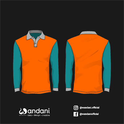 Mockup Baju Polo Panjang Lengan Warna Orange Hijau Tosca 