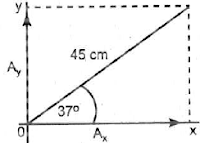 Sebuah vektor panjangnya 45 cm dan membentuk sudut 37° terhadap sumbu x positif