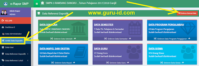 GAmbar cara sinkron dapodik ke aplikasi e rapor