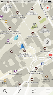 Using the Maps.Me App to create a walking itinerary of Romes iconic monuments in Rome, Italy