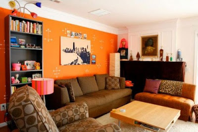 design, living room, bright colors, interior, table lamps, birds