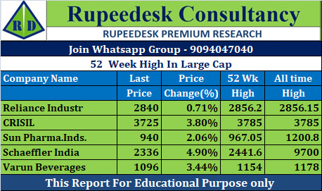 52  Week High In Large Cap