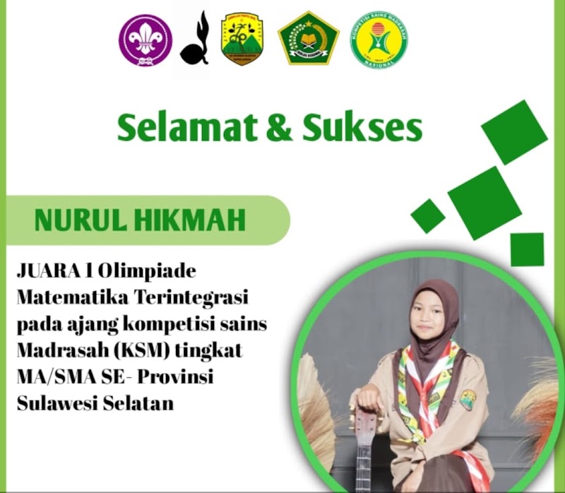 Membanggakan Siswa Madrasah Ukhuwah Islamiyah Pattallassang Nurul Hikmah Juara 1 Olimpiade KSM Tingkat Provinsi Sulsel