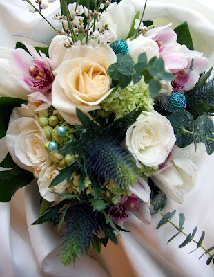 Teal wedding flowers bouquet teal white black IMG 4548 4 months ago