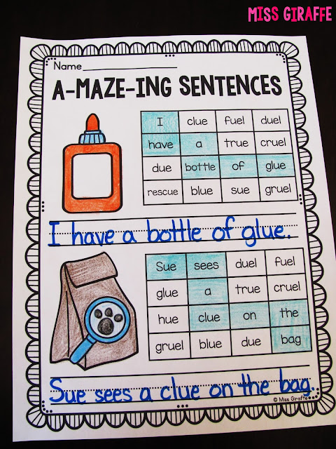 A-maze-ing sentences are the best for challenging your high students or fast finishers... kids read through the maze with words with the phonics sound being practiced to figure out the secret sentence