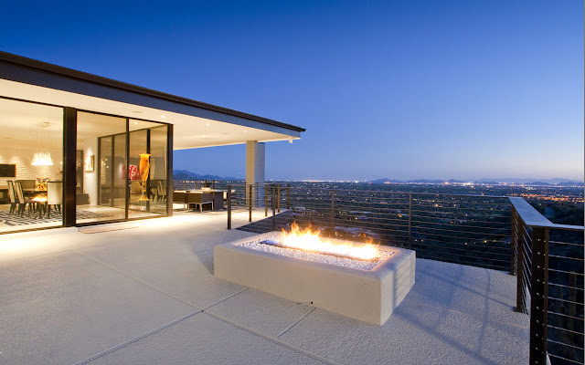 Outdoor fireplace in the terrace 