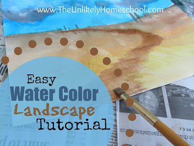 Art Lesson: Easy Watercolor Landscape Tutorial-The Unlikely Homeschool