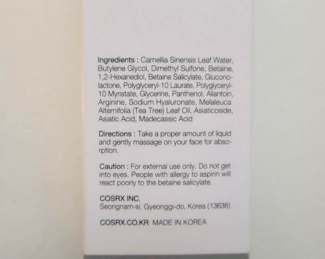 Cosrx ac collection anti acne skin care ingredients 5