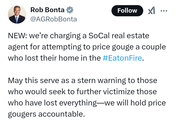 California Wildfires: 'Ripping off victims isn't just wrong, it's against California law' - Governor Newsom