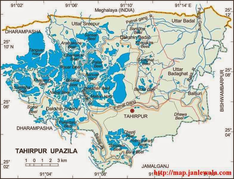 tahirpur upazila map of bangladesh