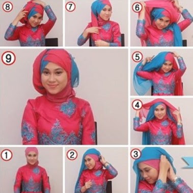 tutorial model hijab wisuda segi empat dua warna terbaru